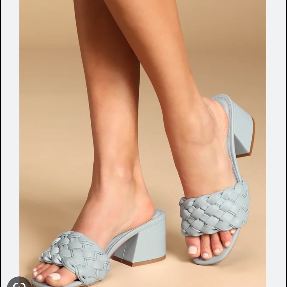 Lulus Katenn Light Blue Woven High Heel Sandals size 9